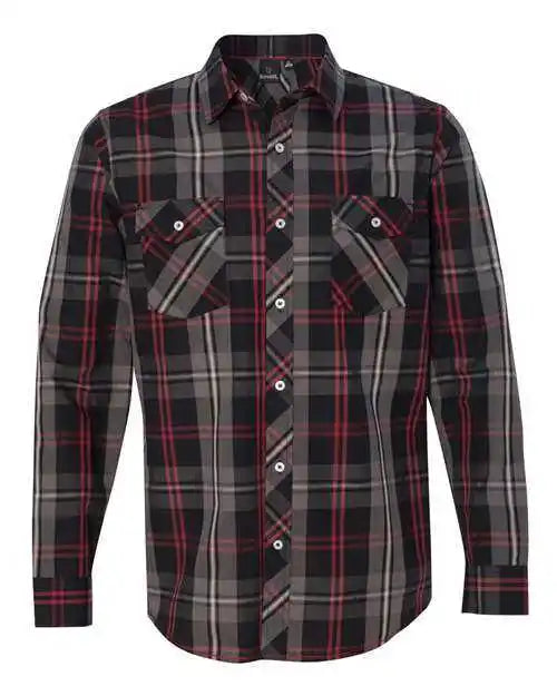 Burnside 8202 Long Sleeve Plaid Shirt - Red Black