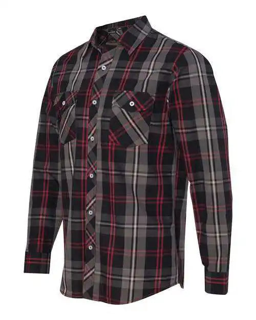 Burnside 8202 Long Sleeve Plaid Shirt - Red Black