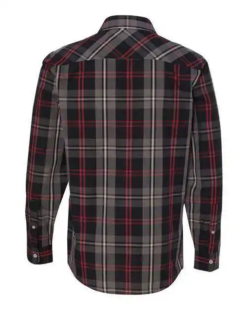 Burnside 8202 Long Sleeve Plaid Shirt - Red Black