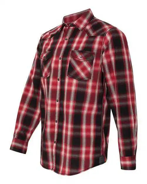 Burnside 8206 Long Sleeve Western Shirt - Red Black