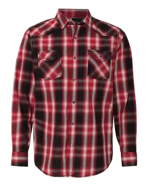 Burnside 8206 Long Sleeve Western Shirt - Red Black