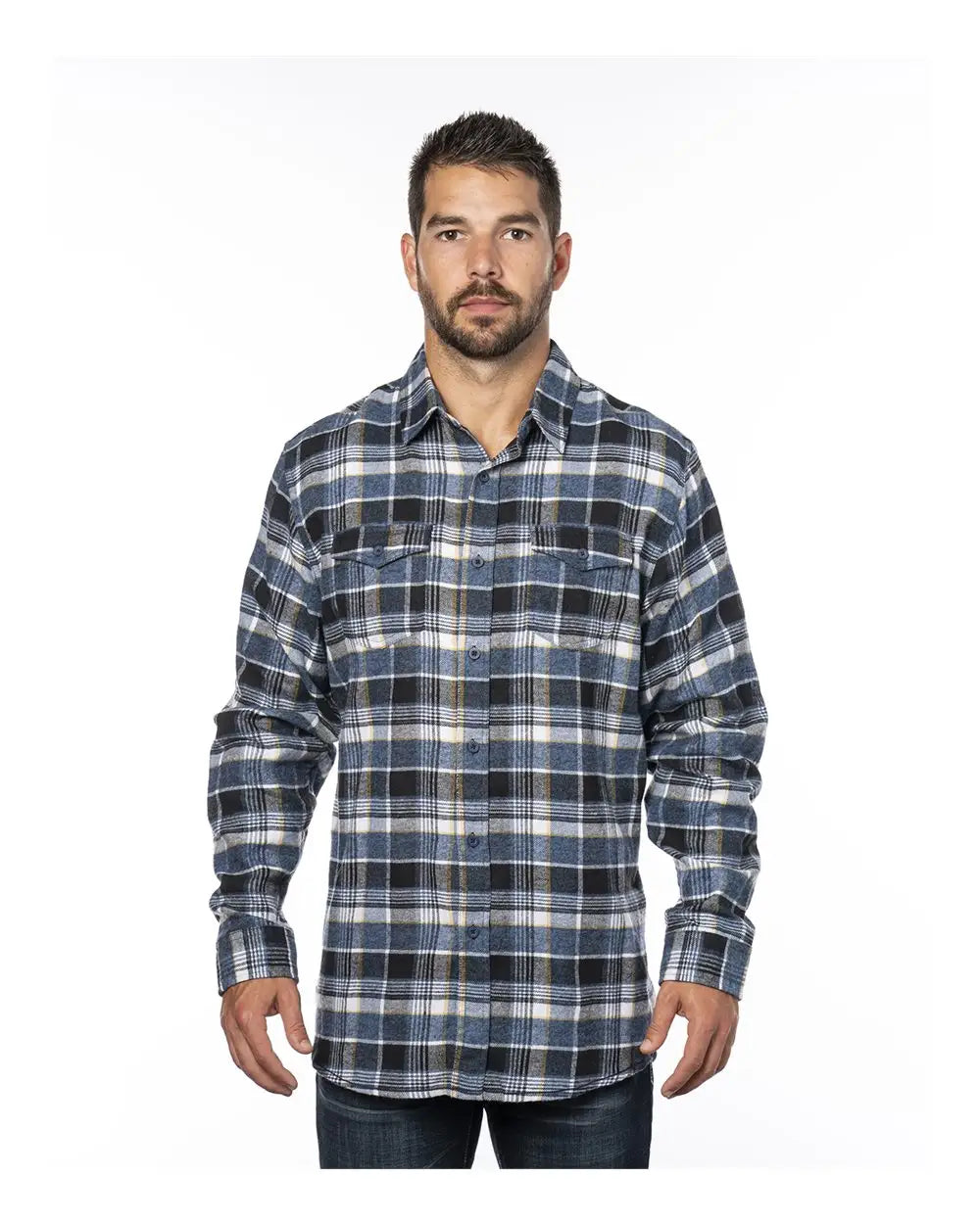 Burnside 8210 Yarn-dyed Flannel Shirt - Blue - s