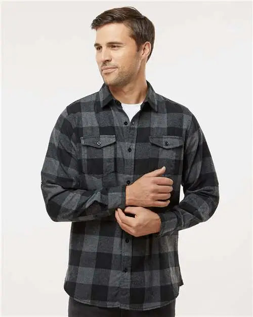 Burnside 8210 Yarn-dyed Flannel Shirt - Charcoal Black Buffalo
