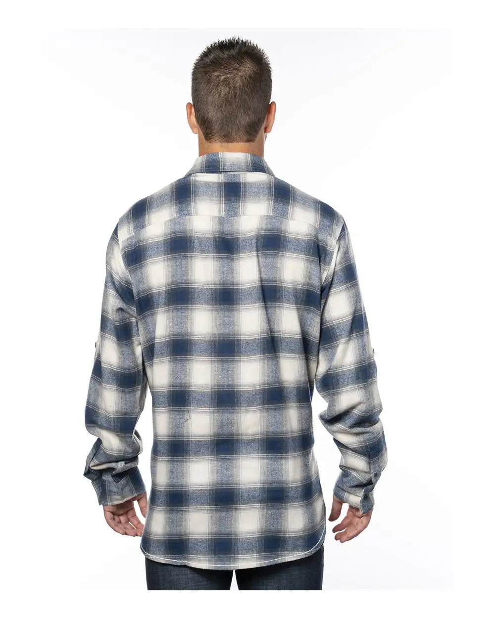 Burnside 8210 Yarn-dyed Flannel Shirt - Ecru Blue - Ivory / s