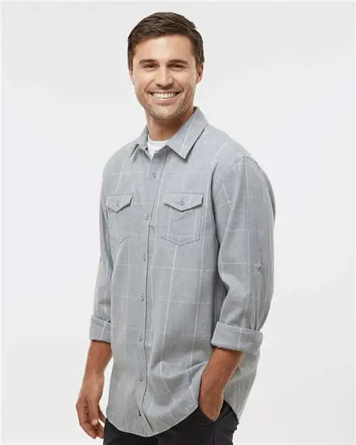 Burnside 8210 Yarn-dyed Flannel Shirt - Grey White