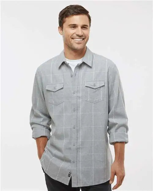 Burnside 8210 Yarn-dyed Flannel Shirt - Grey White