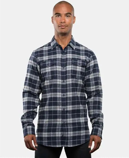 Burnside 8210 Yarn-dyed Flannel Shirt - Navy Grey