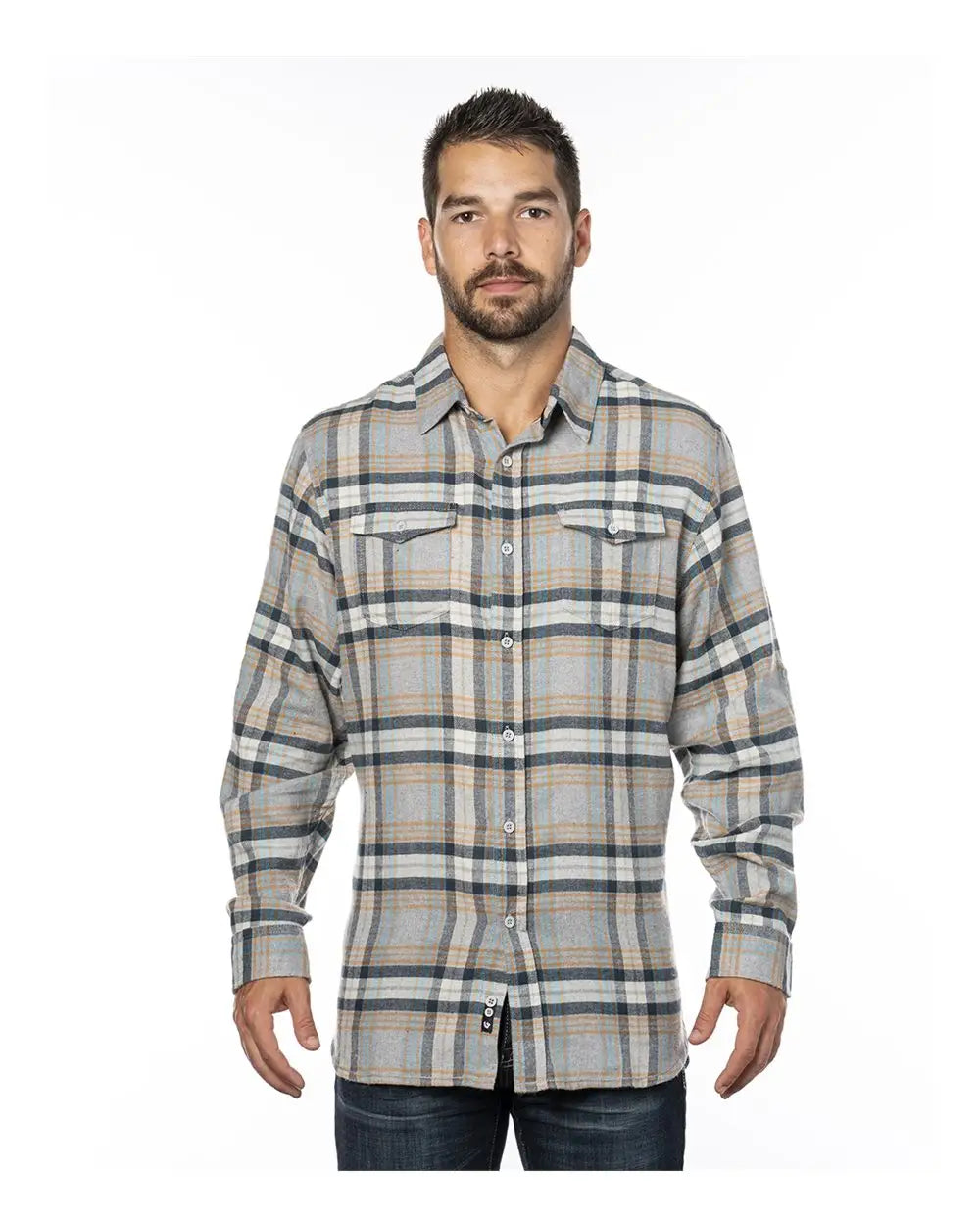 Burnside 8210 Yarn-dyed Flannel Shirt - Stone - Ivory / s