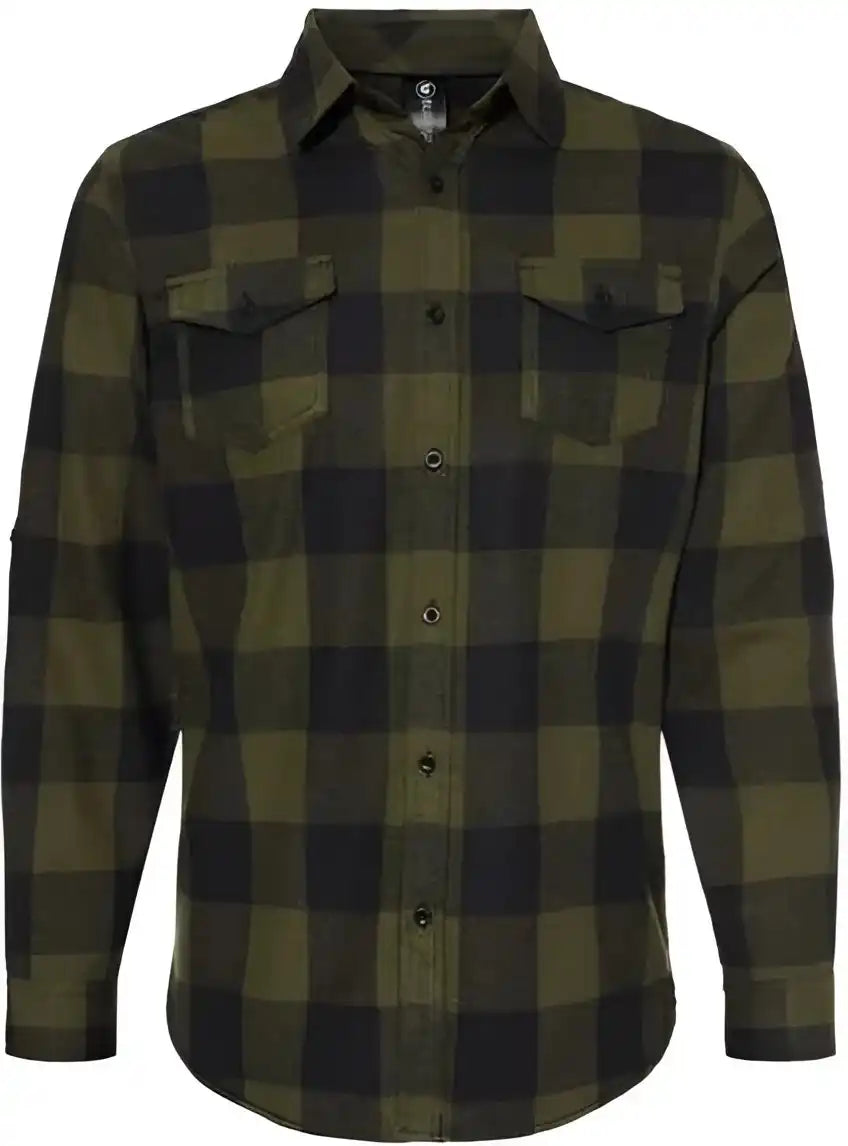 Burnside 8210 Yarn-dyed Long Sleeve Flannel Shirt - Army Black