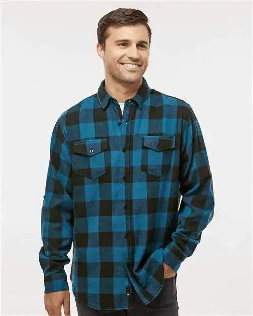 Burnside 8210 Yarn Dyed Long Sleeve Flannel Shirt Blue Black Buffalo