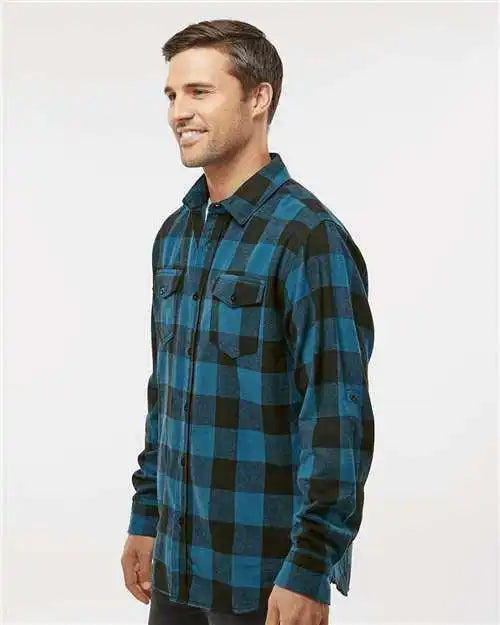 Burnside 8210 Yarn Dyed Long Sleeve Flannel Shirt Blue Black Buffalo