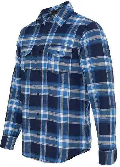 Burnside 8210 Yarn Dyed Long Sleeve Flannel Shirt Blue White