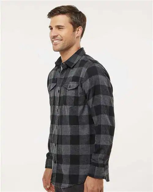 Burnside 8210 Yarn-dyed Long Sleeve Flannel Shirt - Charcoal Black Buffalo