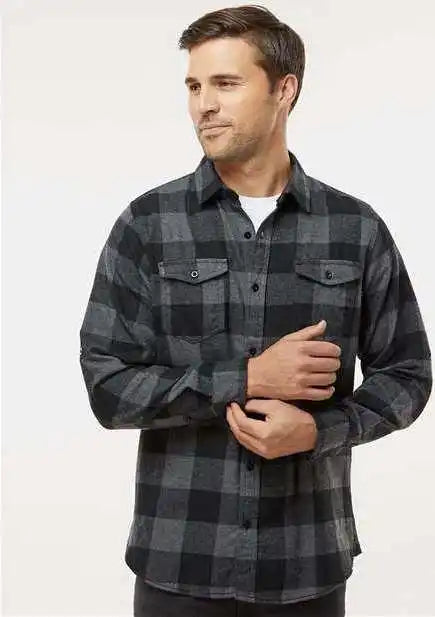 Burnside 8210 Yarn-dyed Long Sleeve Flannel Shirt - Charcoal Black Buffalo