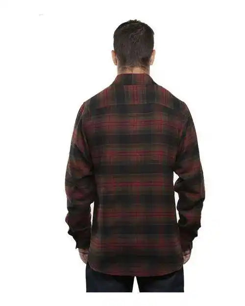 Burnside 8210 Yarn-dyed Long Sleeve Flannel Shirt - Crimson