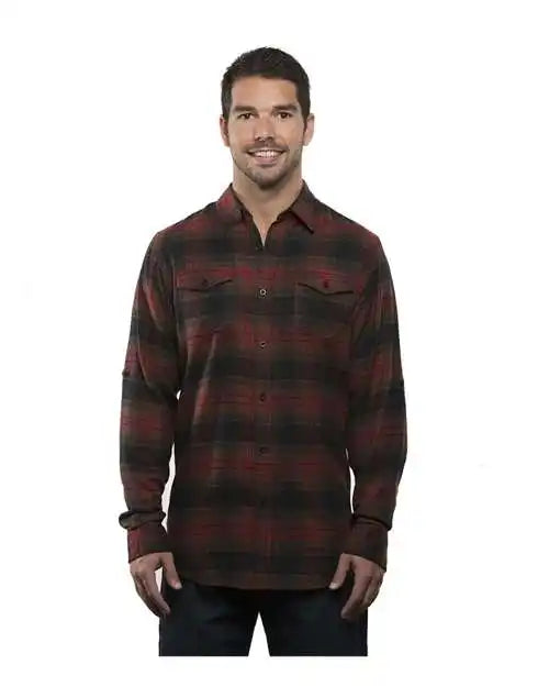 Burnside 8210 Yarn-dyed Long Sleeve Flannel Shirt - Crimson
