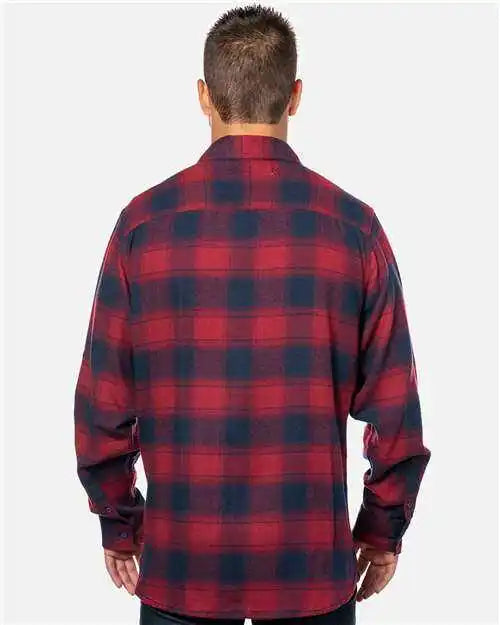 Burnside 8210 Yarn-dyed Long Sleeve Flannel Shirt - Crimson Navy