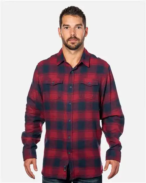 Burnside 8210 Yarn-dyed Long Sleeve Flannel Shirt - Crimson Navy