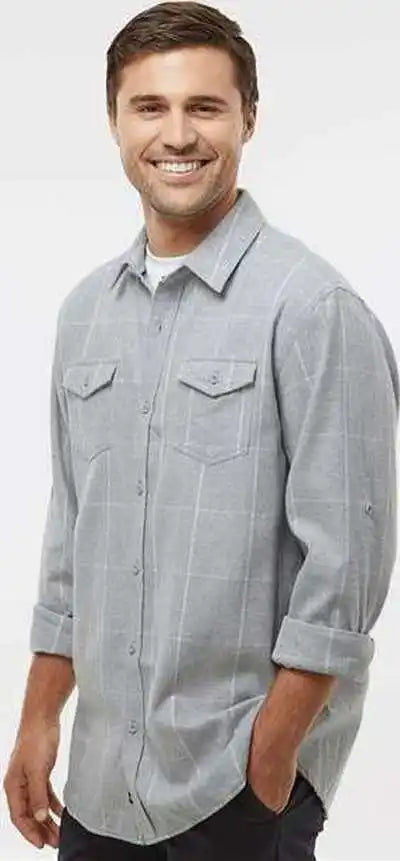 Burnside 8210 Yarn Dyed Long Sleeve Flannel Shirt Gray White