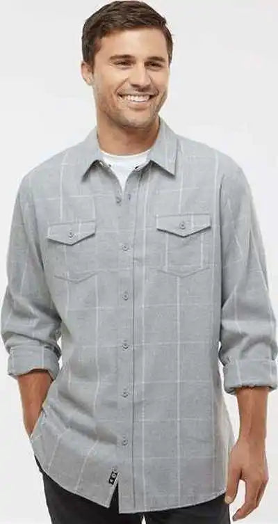 Burnside 8210 Yarn-dyed Long Sleeve Flannel Shirt - Gray White