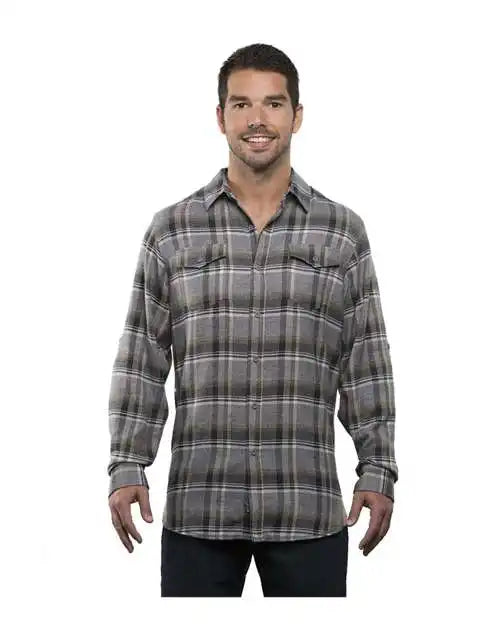 Burnside 8210 Yarn-dyed Long Sleeve Flannel Shirt - Grey Olive