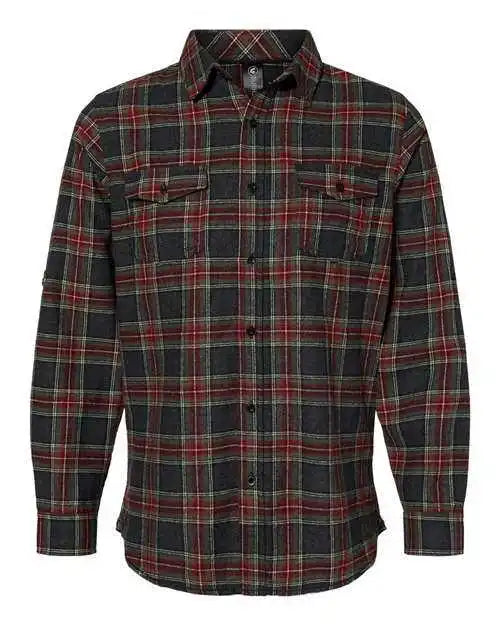 Burnside 8210 Yarn-dyed Long Sleeve Flannel Shirt - Grey Red