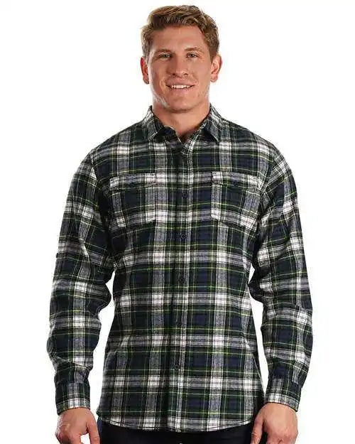 Burnside 8210 Yarn-dyed Long Sleeve Flannel Shirt - Navy Green