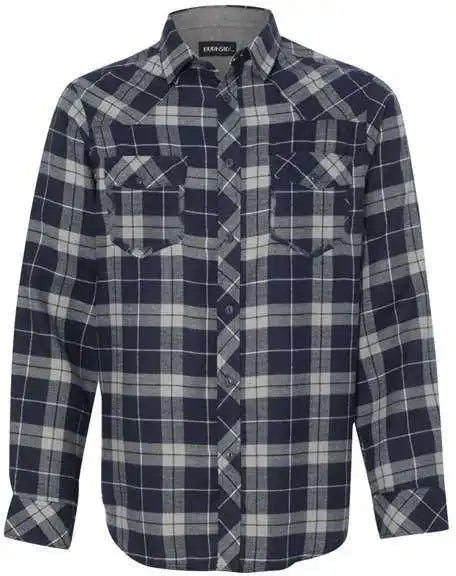 Burnside 8210 Yarn Dyed Long Sleeve Flannel Shirt Navy Grey