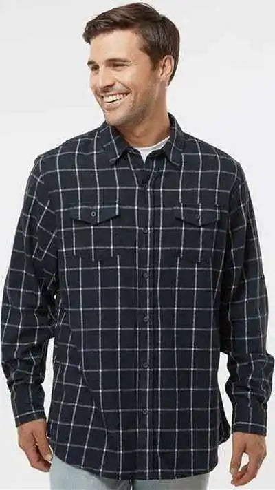 Burnside 8210 Yarn-dyed Long Sleeve Flannel Shirt - Navy White