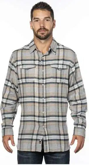 Burnside 8210 Yarn-dyed Long Sleeve Flannel Shirt - Stone