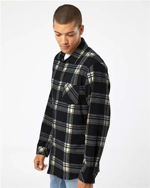 Burnside 8212 Open Pocket Flannel Shirt - Black Ecru