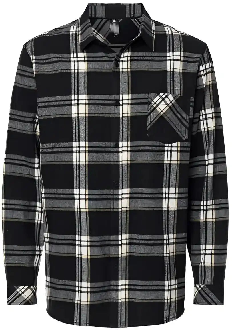 Burnside 8212 Open Pocket Flannel Shirt Black Ecru