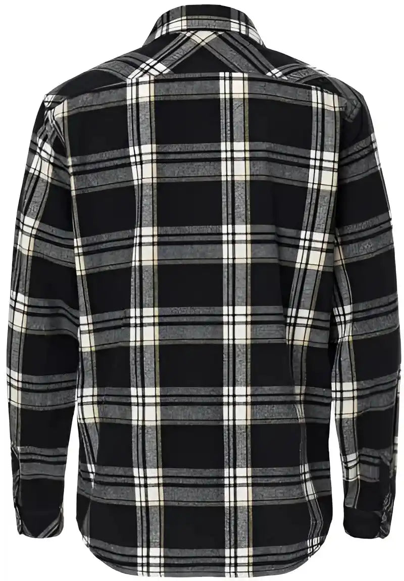Burnside 8212 Open Pocket Flannel Shirt Black Ecru