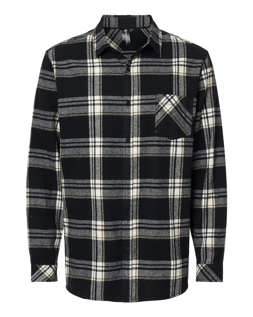 Burnside 8212 Open Pocket Flannel Shirt - Black Ecru - Ivory / s