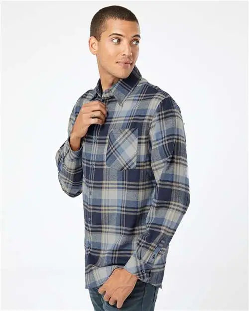 Burnside 8212 Open Pocket Flannel Shirt - Blue Ecru