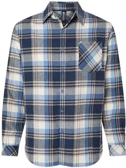 Burnside 8212 Open Pocket Flannel Shirt - Blue Ecru