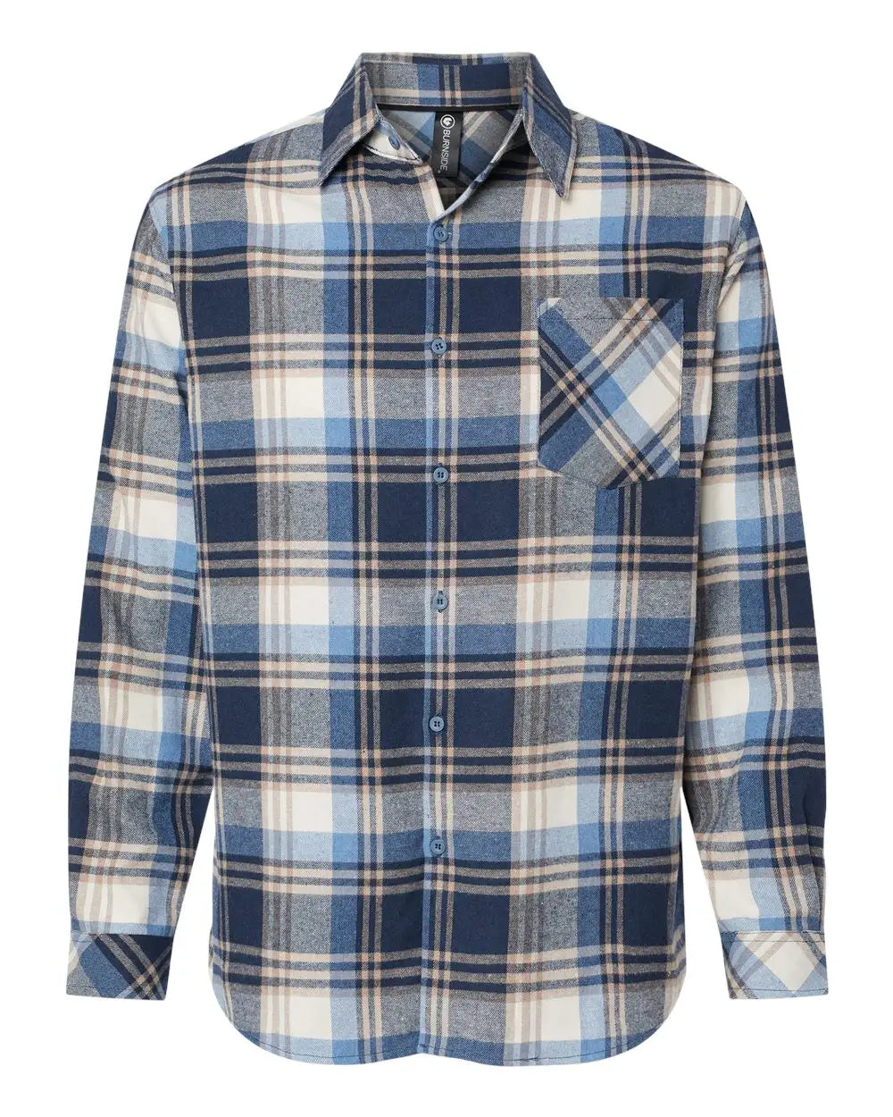 Burnside 8212 Open Pocket Flannel Shirt - Blue Ecru - Ivory / s