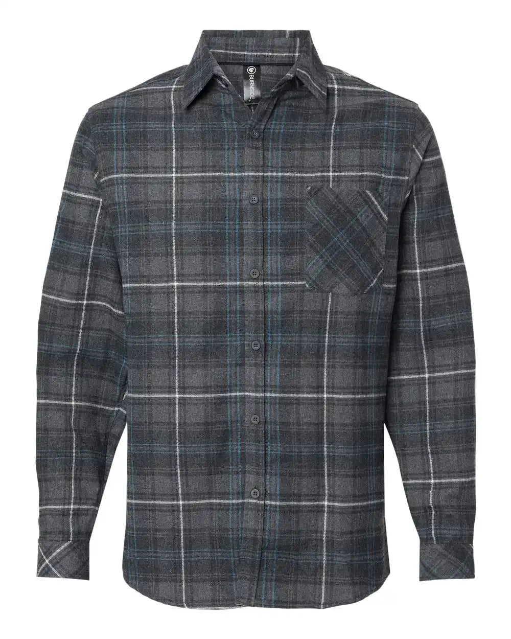 Burnside 8212 Open Pocket Flannel Shirt - Charcoal Blue - Charcoal/ / s