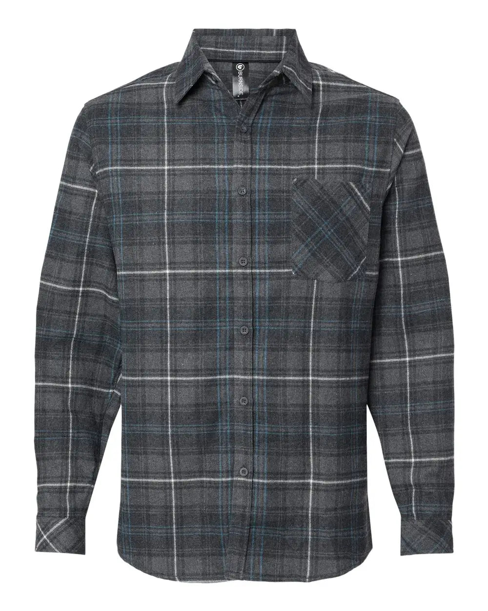 Burnside 8212 Open Pocket Flannel Shirt - Charcoal Blue - Dark Gray / s