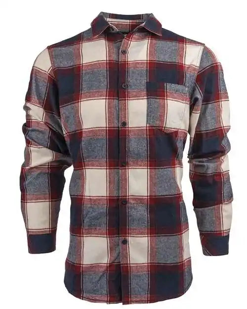 Burnside 8212 Open Pocket Flannel Shirt - Crimson Ecru