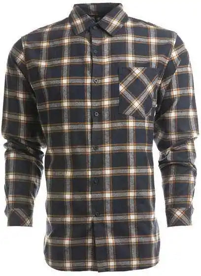 Burnside 8212 Open Pocket Flannel Shirt - Navy Orange