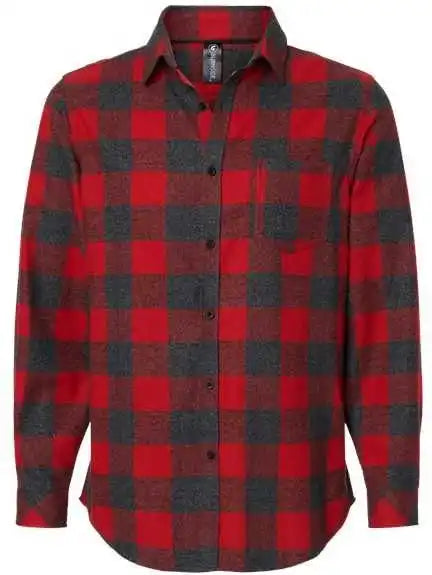 Burnside 8212 Open Pocket Flannel Shirt - Red Heather Black