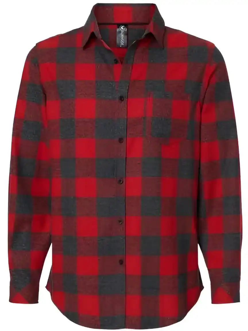 Burnside 8212 Open Pocket Flannel Shirt - Red Heather Black