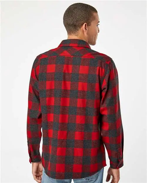Burnside 8212 Open Pocket Flannel Shirt - Red Heather Black
