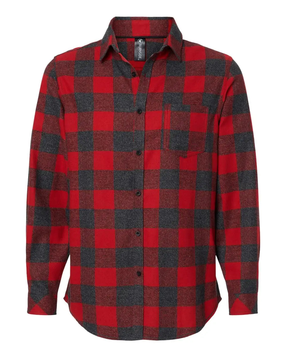 Burnside 8212 Open Pocket Flannel Shirt - Red Heather Black - s