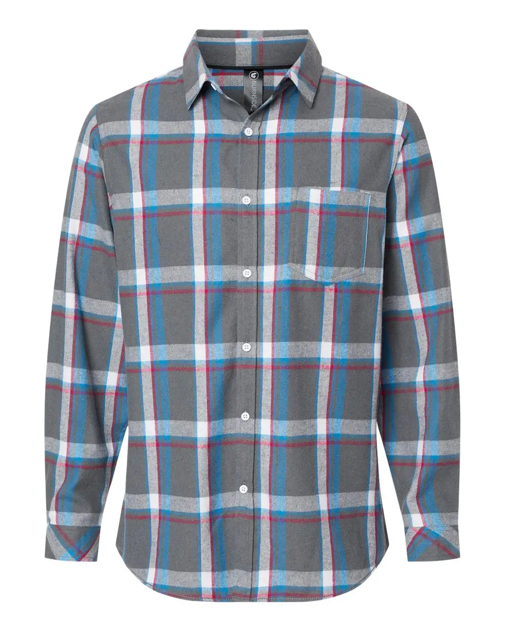 Burnside 8212 Open Pocket Flannel Shirt - Steel White - Gray / s