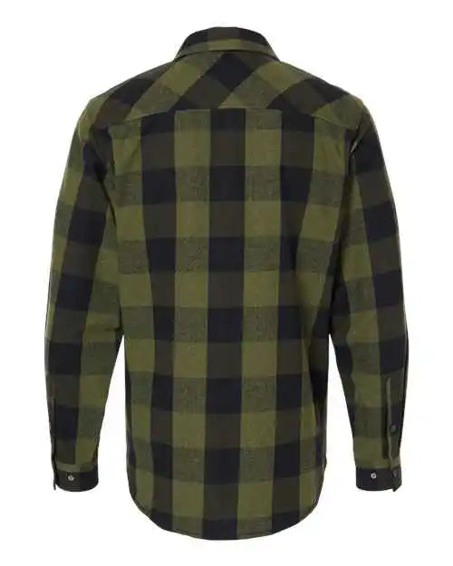 Burnside 8219 Snap Front Long Sleeve Plaid Flannel Shirt - Army Black
