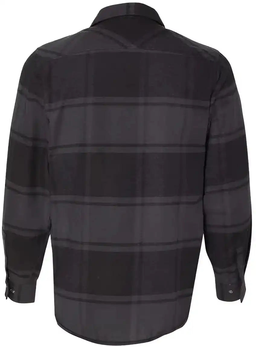 Burnside 8219 Snap Front Long Sleeve Plaid Flannel Shirt Black