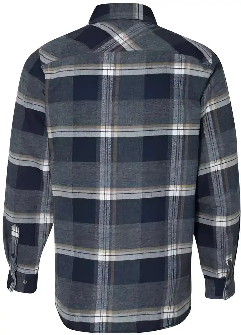 Burnside 8219 Snap Front Long Sleeve Plaid Flannel Shirt Indigo