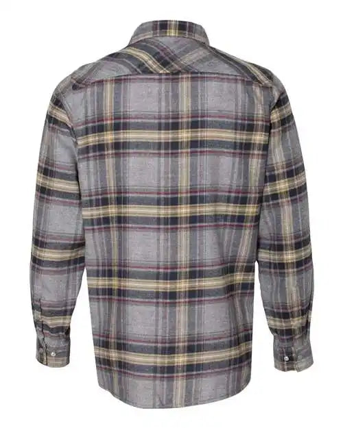 Burnside 8219 Snap Front Long Sleeve Plaid Flannel Shirt - Light Grey